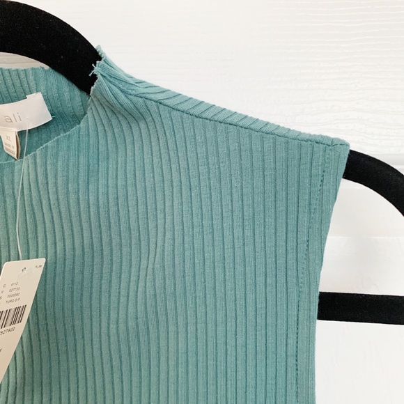 Anthropologie Teal Ribbed Tank Top - Picture 4 of 5